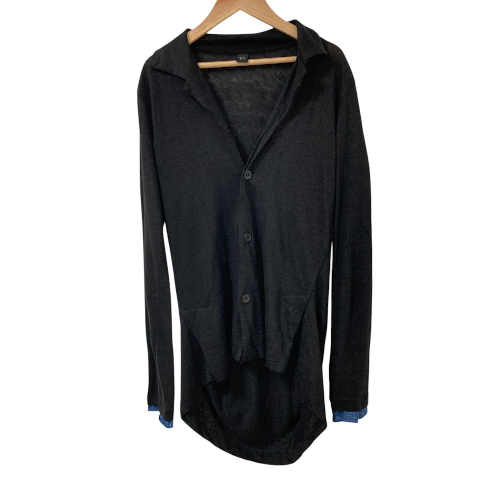 【中古】美品 24SS Y's YOHJI YAMAMOTO ワイズ ヨウジヤマモト レイヤード リネンニットカーディガン YS-T69-360 サイズ2 ブラック レディース Luxs ブランド古着のリュクス