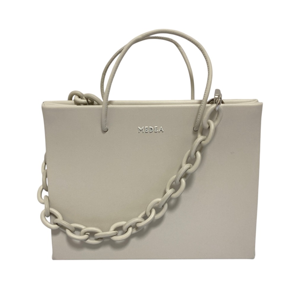 【中古】良品 MEDEA メディア HANNA 2way スクエア ショッパーバッグ ホワイト レディース Luxs ブランド古着のリュクス
