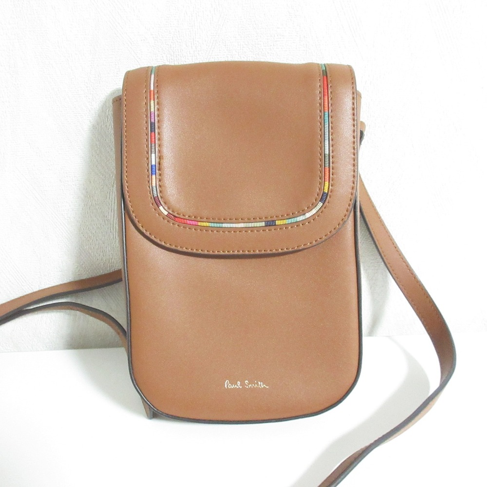 【中古】美品 Paul Smith ポールスミス スワールインセット フラップショルダーバッグ ブラウン メンズ レディース Luxs ブランド古着のリュクス