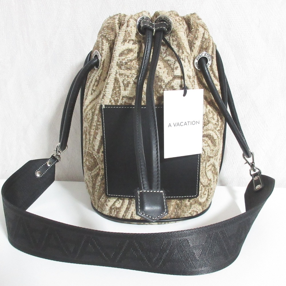 【中古】未使用 A VACATION アヴァケーション POOL MINI 巾着 ショルダーバッグ 23SS-A42-00-09 ベージュ ブラック レディース Luxs ブランド古着のリュクス