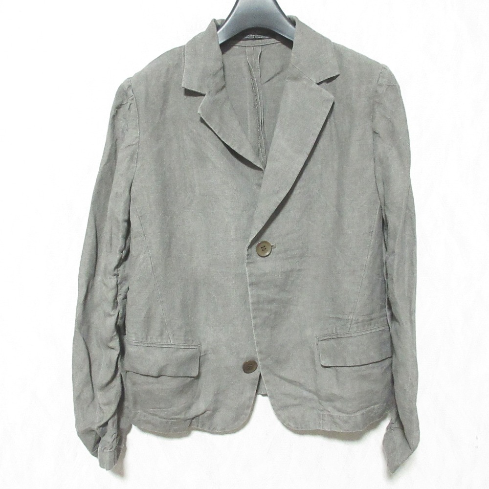【中古】美品 Yohji Yamamoto +NOIR ヨウジヤマモト プリュスノアール リネンレーヨン ジャケット NW-J21-301 サイズ1 グレー レディース Luxs ブランド古着のリュクス