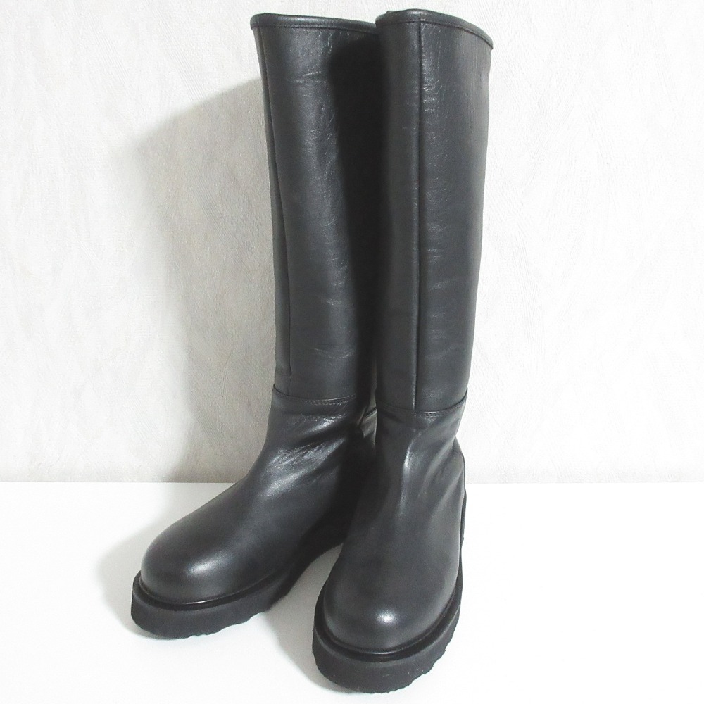 【中古】美品 CAMINANDO カミナンド RIDING LONG BOOTS レザー ロングブーツ 21122W サイズUS7 24.0cm程度 ブラック レディース Luxs ブランド古着のリュクス|Luxs(ブランド古着のリュクス)