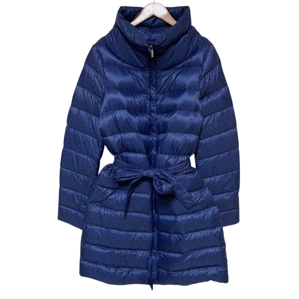 【中古】美品 Weekend Max Mara ウィークエンド マックスマーラ ツイードプリント ダウンコート 42 ネイビー レディース Luxs ブランド古着のリュクス