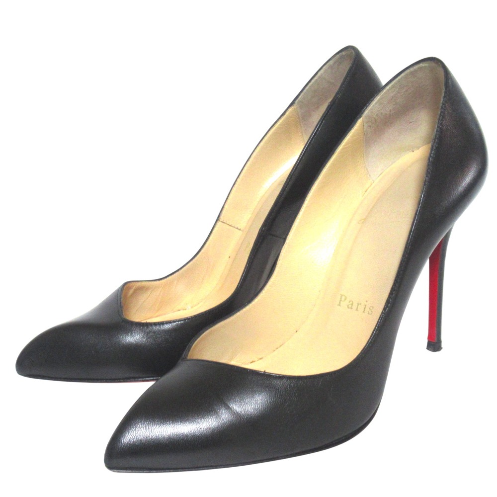 【中古】良品 Christian Louboutin クリスチャンルブタン レザー ポインテッドトゥ ハイヒール パンプス サイズ35 22cm ブラック レディース Luxs ブランド古着のリュクス|Luxs(ブランド古着のリュクス)