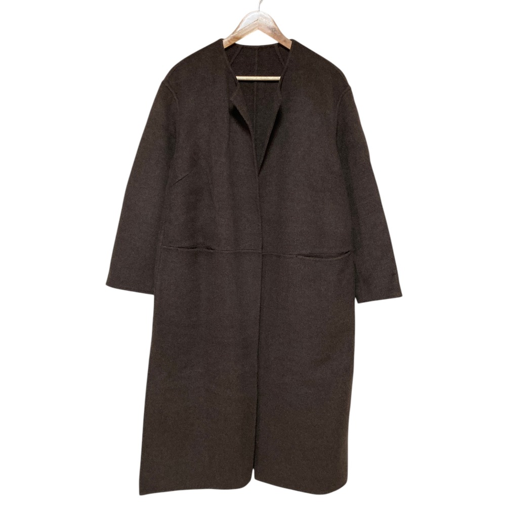 【中古】美品 MUSE de Deuxieme Classe ミューズ ドゥーズィエムクラス victorian リバーロングノーカラーコート 38 ブラウン レディース Luxs ブランド古着のリュクス