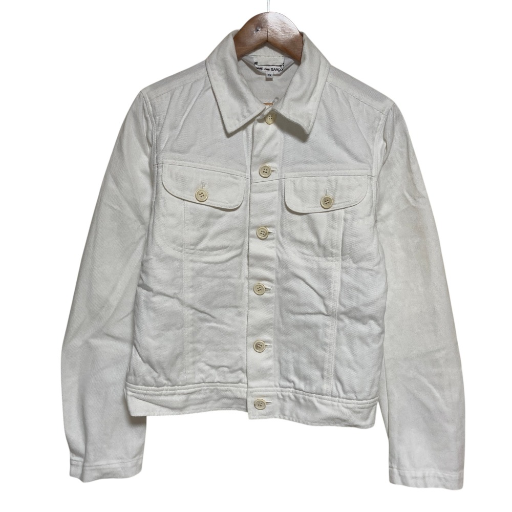 【中古】 COMME des GARCONS COMME des GARCONS コムコム コムデギャルソン 内フリル デニムジャケット トラッカージャケット S ホワイト レディース Luxs ブランド古着のリュクス