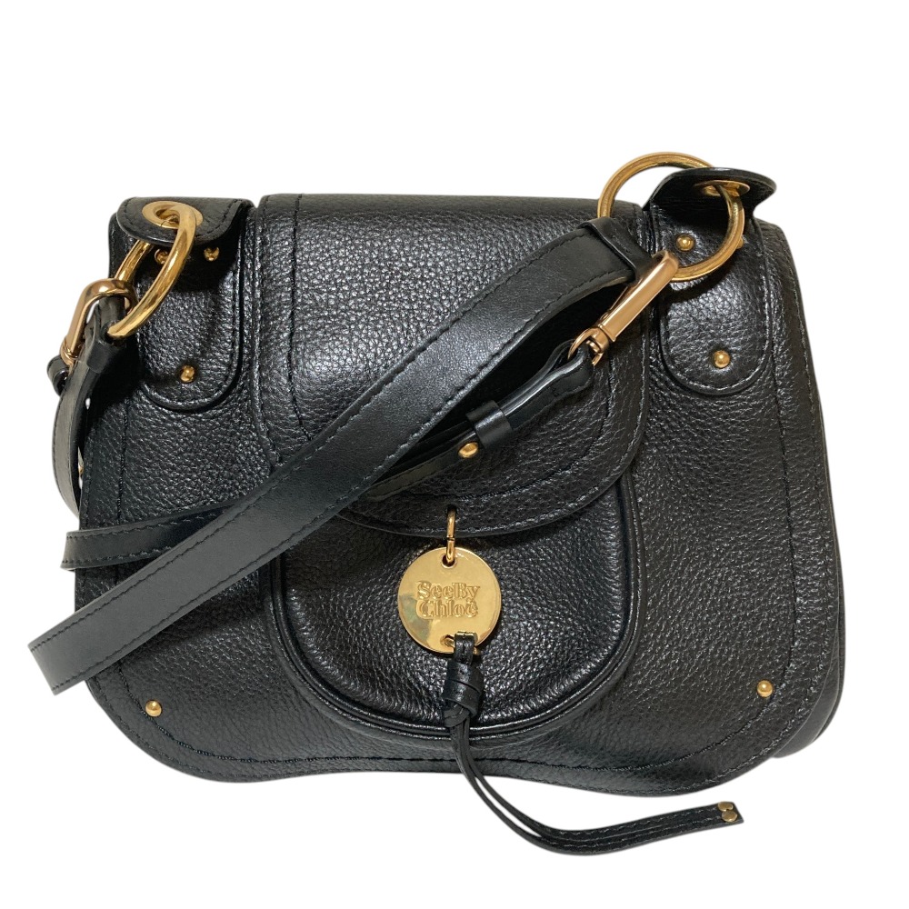 【中古】美品 SEE BY Chloe シーバイクロエ susie レザー ショルダーバッグ ブラック レディース Luxs ブランド古着のリュクス