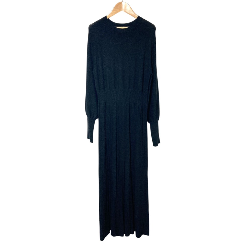 【中古】良品 Room no.8 ルームエイト GARTER PLEATS BIG/S DRESS ニット ドレス ワンピース F ブラック レディース Luxs ブランド古着のリュクス|Luxs(ブランド古着のリュクス)