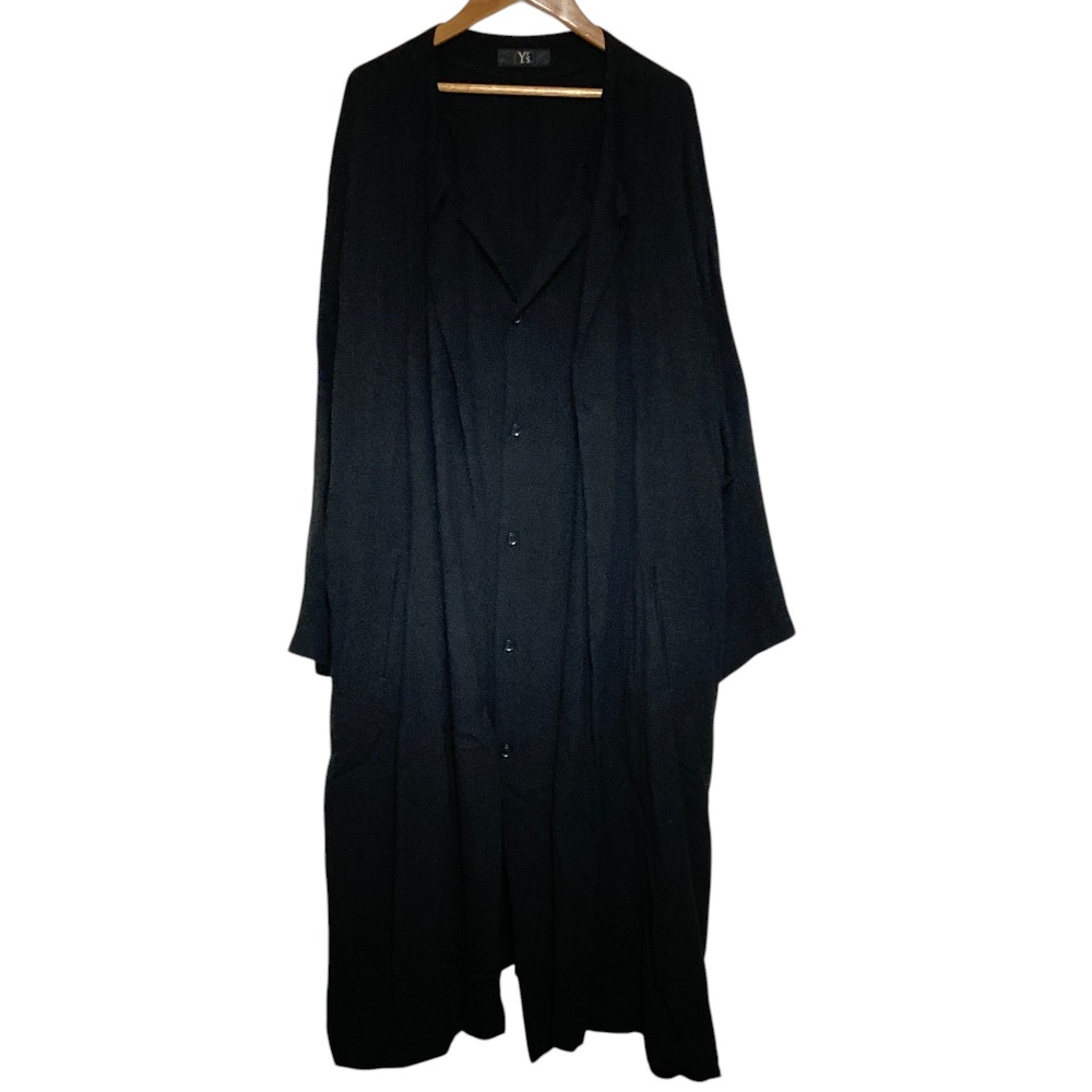 【中古】美品 24AW Y’s Yohji Yamamoto ワイズ ヨウジヤマモト ノーカラードレス ワンピース yj-d03-104 サイズ1 ブラック レディース Luxs ブランド古着のリュクス
