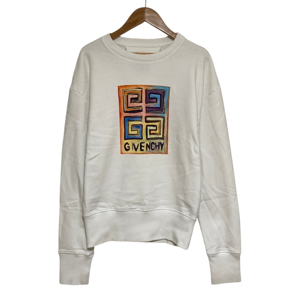 【中古】 GIVENCHY ジバンシィ フロントロゴプリント スウェット トレーナー サイズXS ホワイト レディース Luxs ブランド古着のリュクス