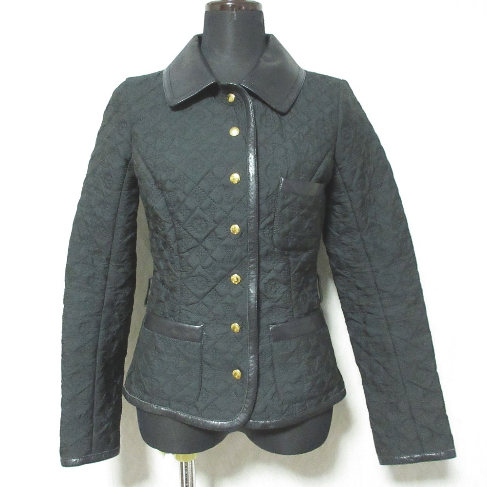 【中古】良品 LOUIS VUITTON ルイヴィトン レザー切替 モノグラムキルティングジャケット RW062W WJJA05PJP 34 ブラック レディース Luxs ブランド古着のリュクス|Luxs(ブランド古着のリュクス)