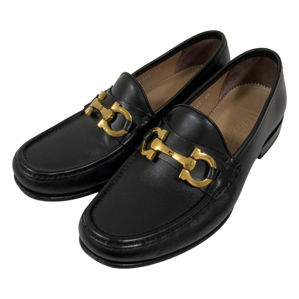 【中古】美品 Salvatore Ferragamo サルヴァトーレフェラガモ ガンチーニ金具 ローファー シューズ サイズ6.5EEE 約25cm ブラック メンズ Luxs ブランド古着のリュクス｜Luxs（ブランド古着のリュクス）