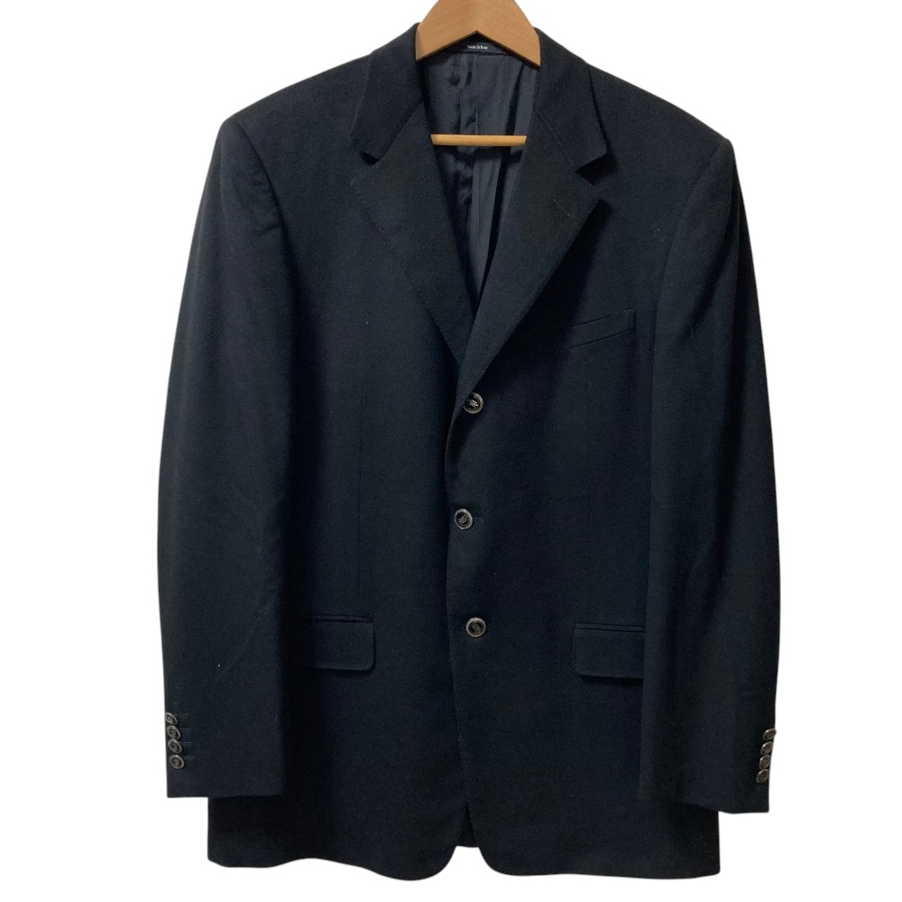 【中古】美品 GIANNI VERSACE ジャンニヴェルサーチ ロゴボタン ウールカシミヤ ブレザー テーラードジャケット サイズ54 ブラック メンズ Luxs ブランド古着のリュクス 10,402円