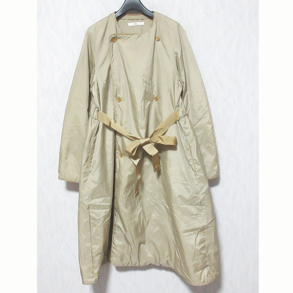 【中古】良品 45R フォーティファイブアール プリマロフト ノーカラーコート 7012019 2 ベージュ レディース Luxs ブランド古着のリュクス｜Luxs（ブランド古着のリュクス）