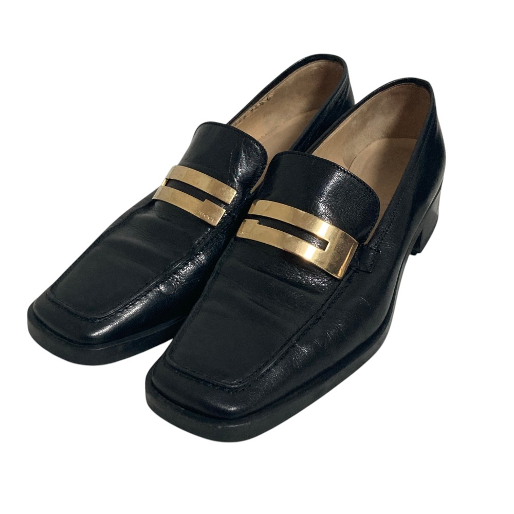 【中古】良品 GUCCI グッチ ブランデッドG金具 ヒールローファー パンプス サイズ35.5 約22.5cm ブラック レディース Luxs ブランド古着のリュクス