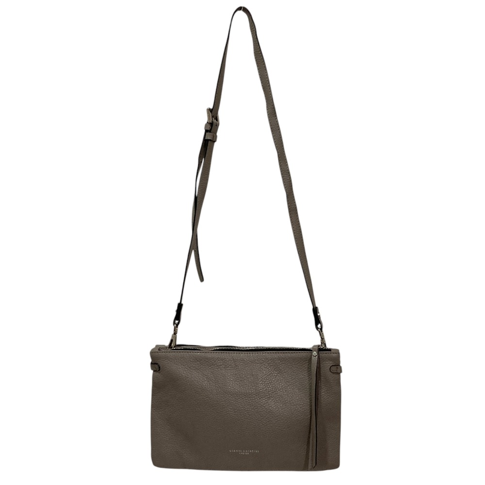【中古】美品 GIANNI CHIARINI ジャンニキアリーニ HERMY ハーミー レザー ショルダーバッグ グレー レディース Luxs ブランド古着のリュクス