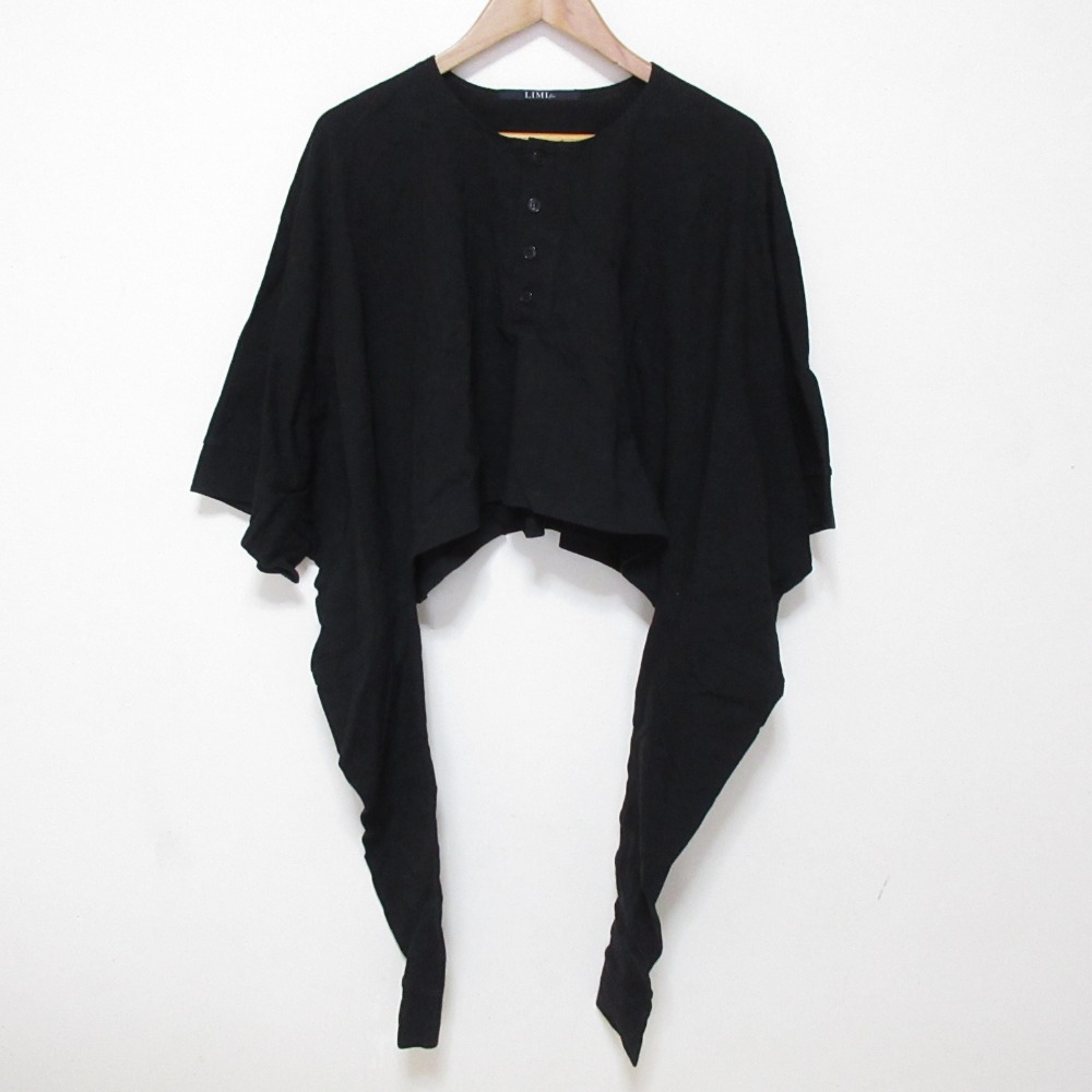 【中古】良品 LIMI feu yohji yamamoto リミフゥ ヨウジヤマモト 2way クロップドカットソー LC-T12-031 S ブラック レディース Luxs ブランド古着のリュクス