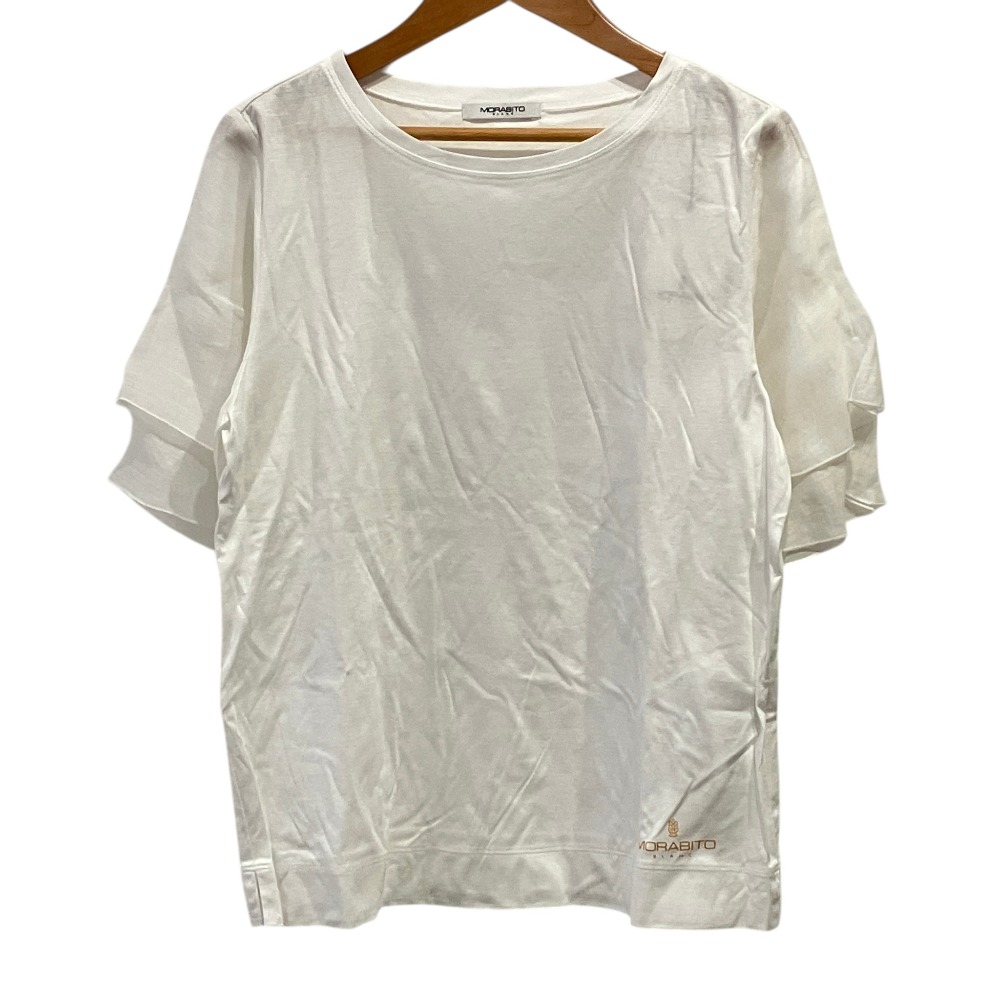【中古】良品 MORABITO BLANC モラビトブラン フレアスリーブ カットソー ブラウス 40 ホワイト レディース Luxs ブランド古着のリュクス