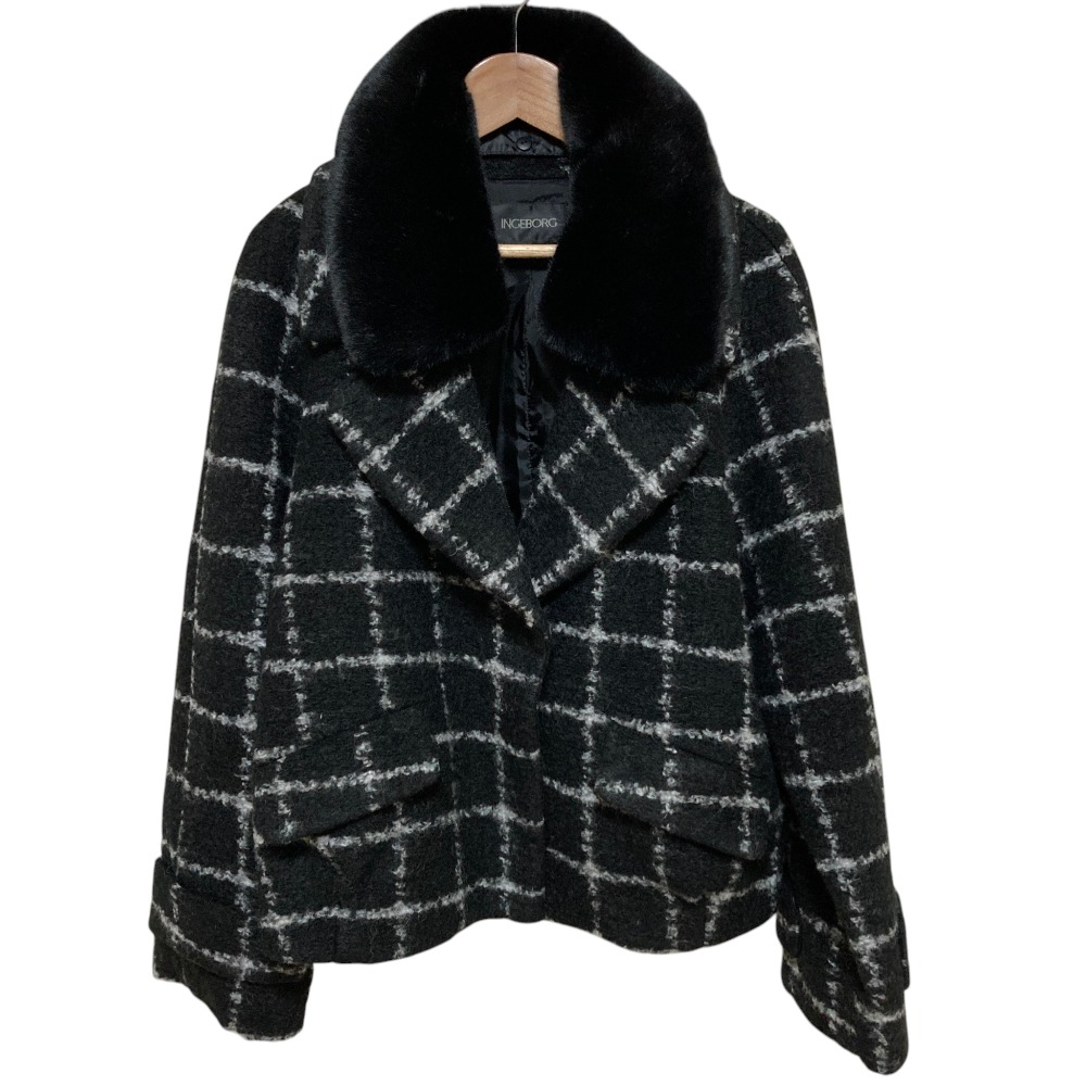 【中古】美品 INGEBORG インゲボルグ ループツイード ジャケット A2241FJ291 ブラック レディース Luxs ブランド古着のリュクス|Luxs(ブランド古着のリュクス)