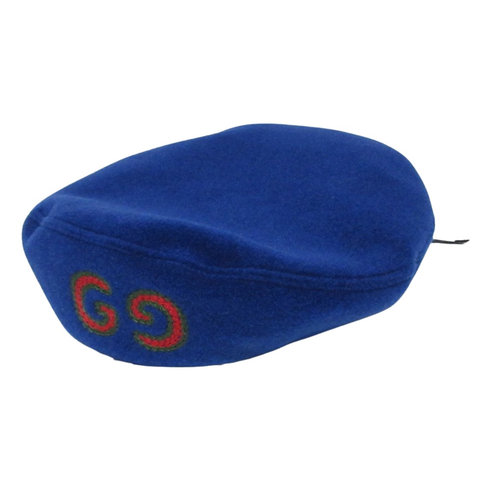 【中古】良品 GUCCI グッチ インターロッキングG ベレー帽 S ブルー レディース Luxs ブランド古着のリュクス