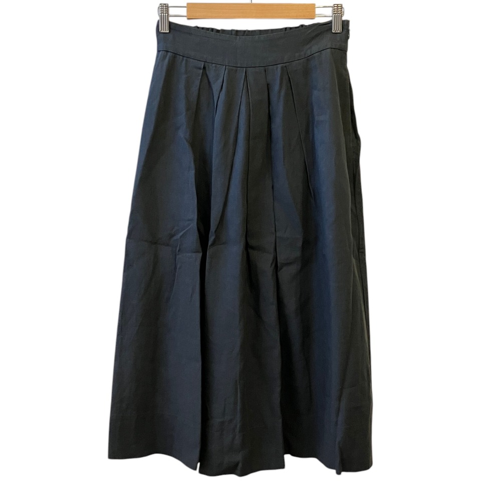 【中古】美品 25SS MARGARET HOWELL マーガレットハウエル LIGHT LINEN リネン ロングスカート 2 ブラック レディース Luxs ブランド古着のリュクス