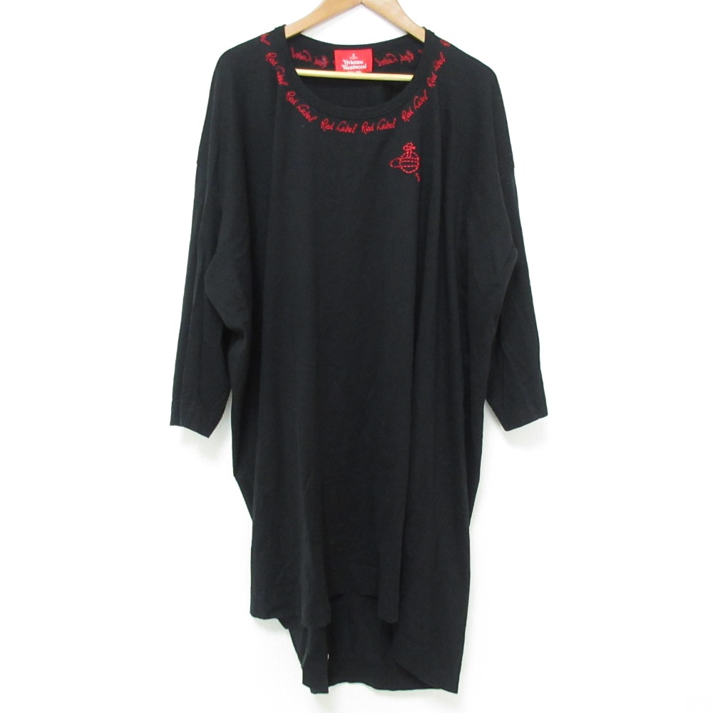 【中古】良品 Vivienne Westwood ヴィヴィアンウエストウッドレッドレーベル オーブステッチ カットソーワンピース 16-12-521004 00 ブラック レディース Luxs ブランド古着のリュクス