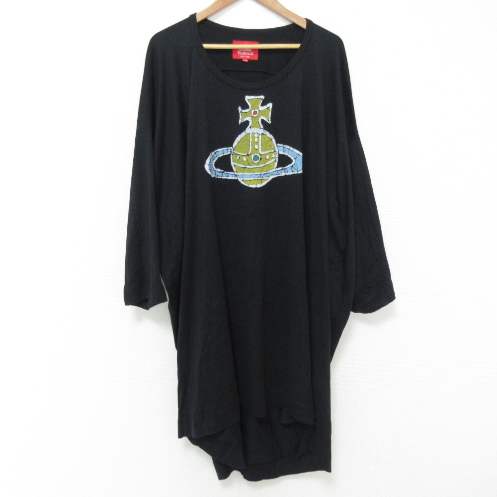 【中古】良品 Vivienne Westwood ヴィヴィアンウエストウッドレッドレーベル オーブプリント カットソーワンピース 16-12-592014 0S ブラック レディース Luxs ブランド古着のリュクス
