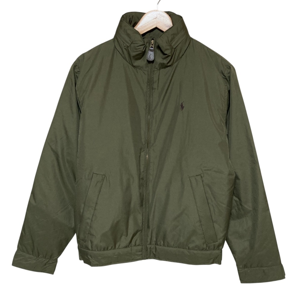 【中古】美品 Polo by Ralph Lauren ポロバイラルフローレン 裏地フリース スイングトップブルゾン ジャケット S カーキ メンズ Luxs ブランド古着のリュクス