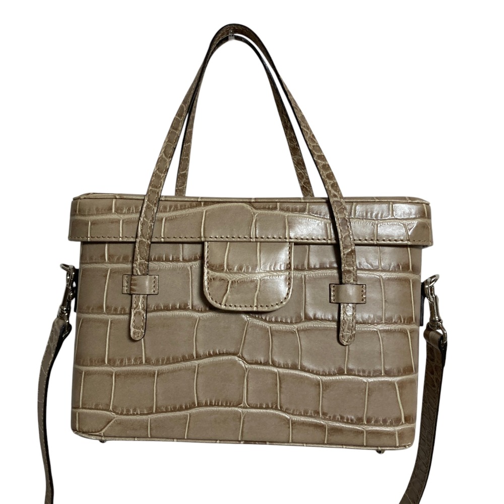【中古】良品 FOXEY フォクシー Bag Gateau au chocolat クロコ型押し 2way ハンドバッグ ブラウンベージュ レディース Luxs ブランド古着のリュクス｜Luxs（ブランド古着のリュクス）