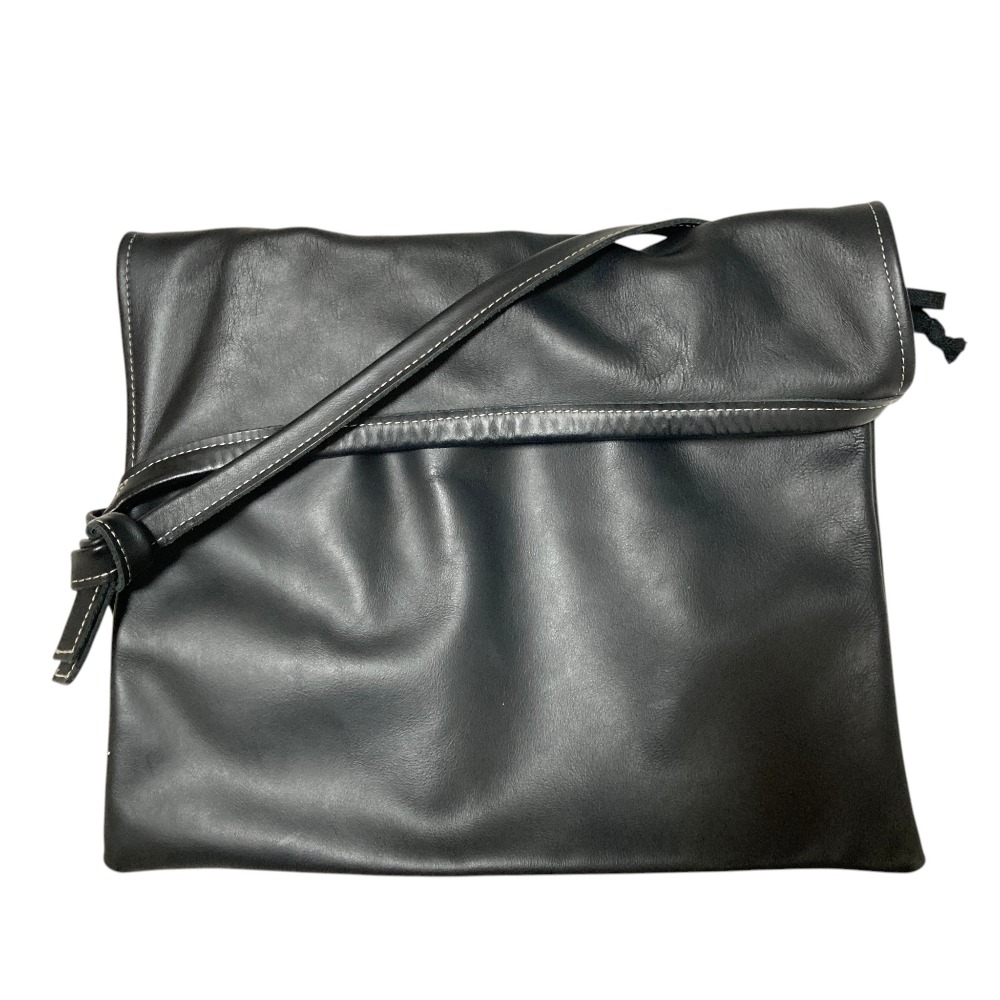 【中古】美品 YOUNG & OLSEN ヤングアンドオルセン レザー ショルダーバッグ ブラック レディース Luxs ブランド古着のリュクス