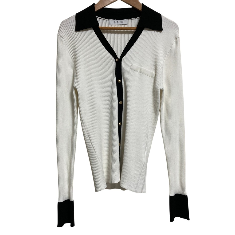 【中古】美品 24AW La TOTALITE ラトータリテ バイカラーニット ホワイト ブラック レディース Luxs ブランド古着のリュクス