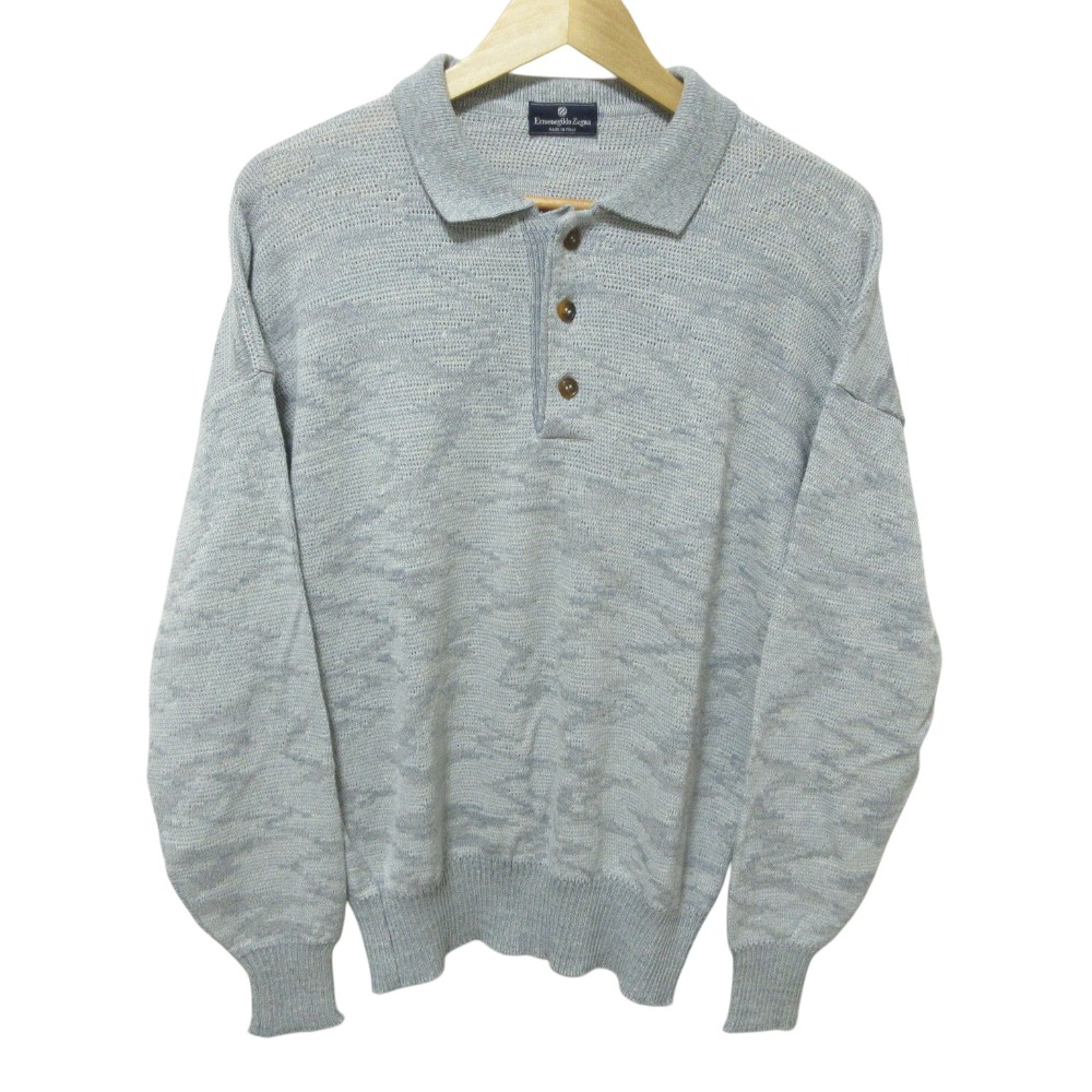 【中古】 Ermenegildo Zegna エルメネジルドゼニア サマーニットポロシャツ セーター 52 グレー メンズ Luxs ブランド古着のリュクス