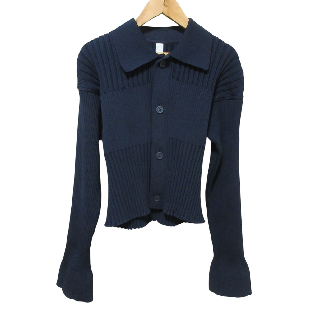 【中古】美品 CFCL シーエフシーエル FLUTED CROPPED SHIRT CARDIGAN ニット カーディガン CF006KE013 サイズ3 ネイビー レディース Luxs ブランド古着のリュクス