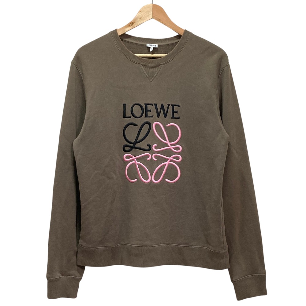 【中古】良品 LOEWE ロエベ アナグラム エンブロイダリー スウェット トレーナー M ブラウン メンズ Luxs ブランド古着のリュクス