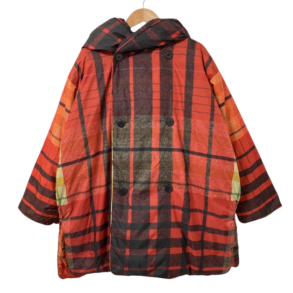 【中古】良品 45R フォーティファイブアール ナイロンダウンチェックコート サイズ3 レッド レディース Luxs ブランド古着のリュクス