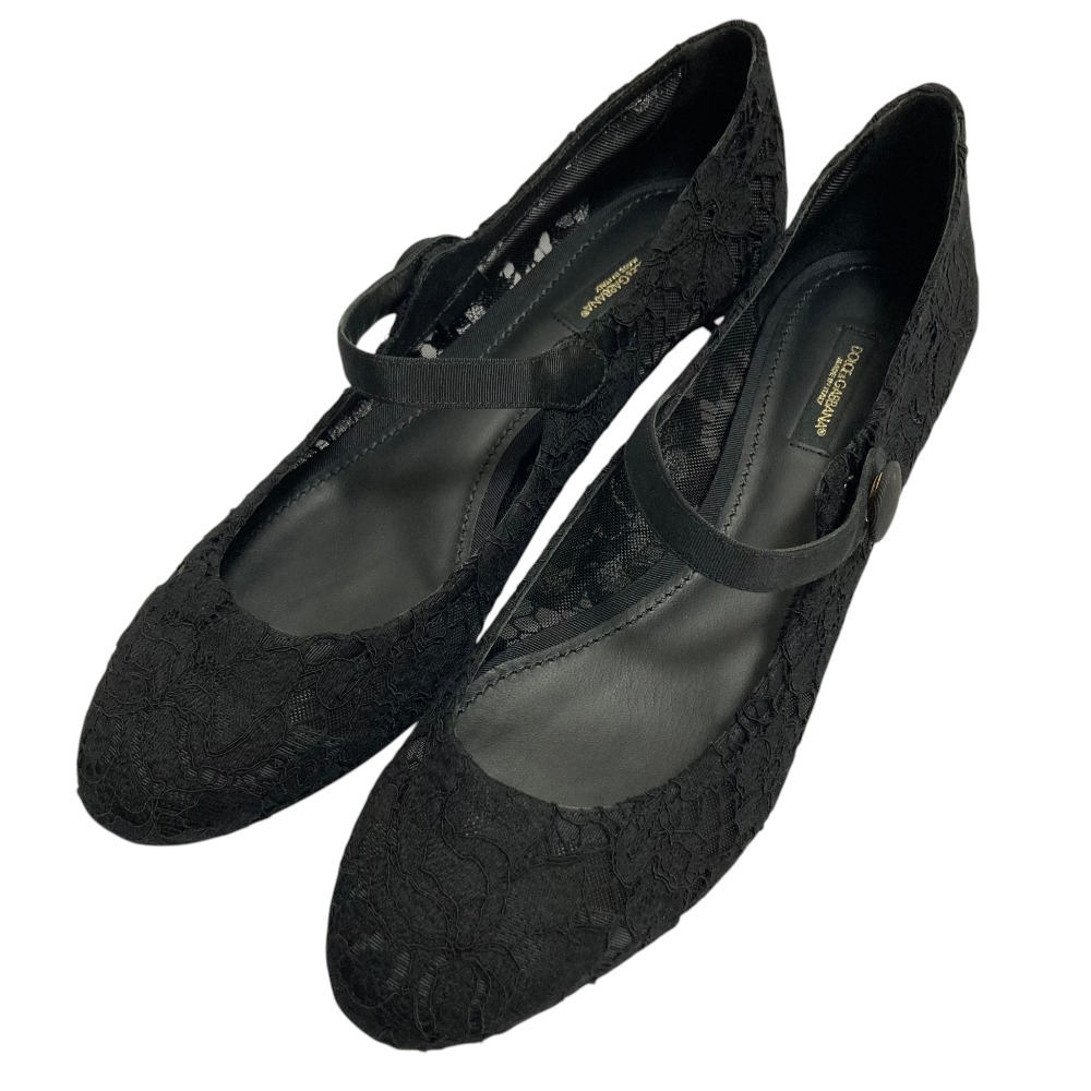 【中古】未使用 DOLCE&GABBANA ドルチェ＆ガッバーナ レース メリージェーン パンプス サイズ40 約25.5cm ブラック レディース Luxs ブランド古着のリュクス 15,907円