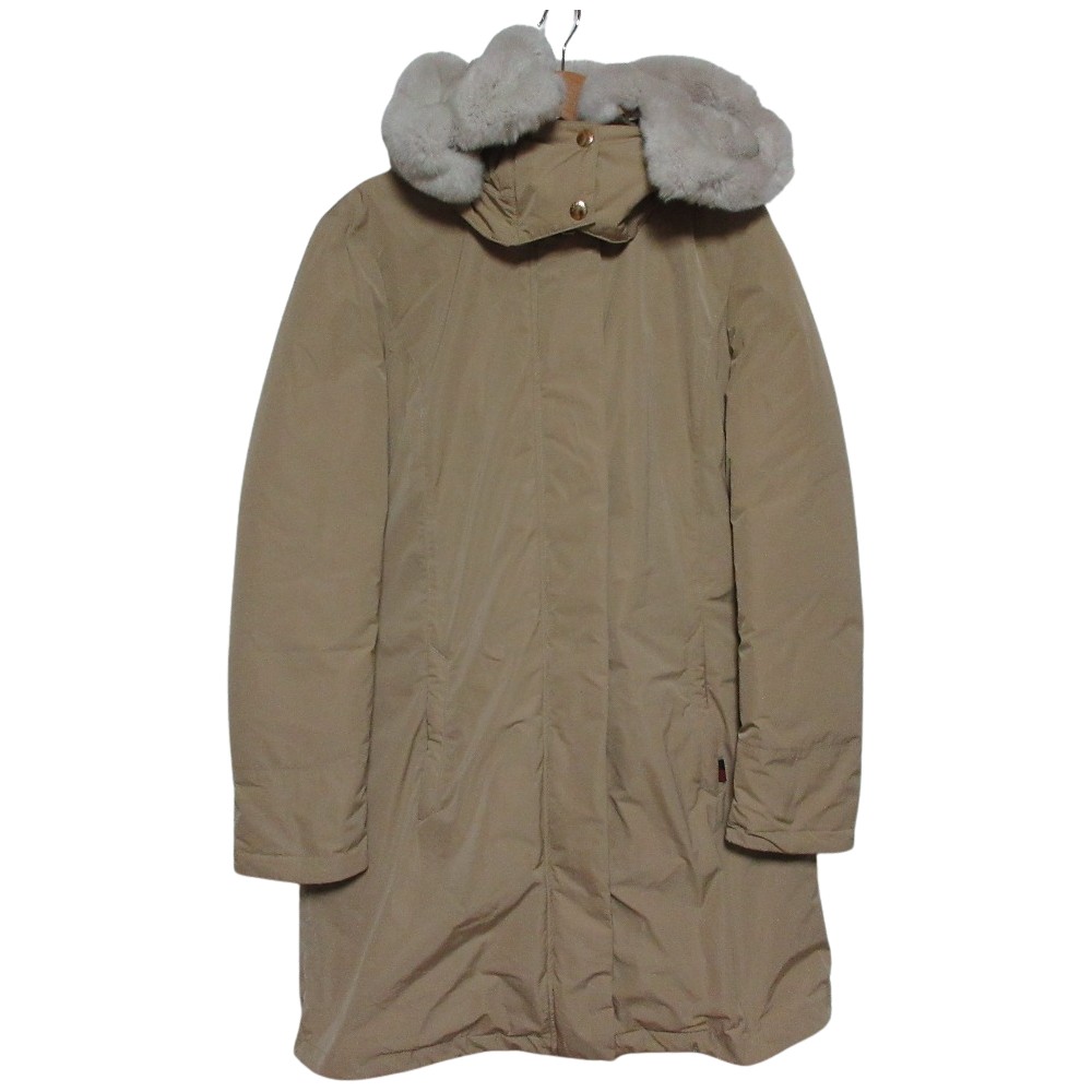 【中古】美品 WOOLRICH ウールリッチ スピックアンドスパン別注 ボウブリッジ ダウンコート WWOU0429 Sサイズ ベージュ レディース Luxs ブランド古着のリュクス