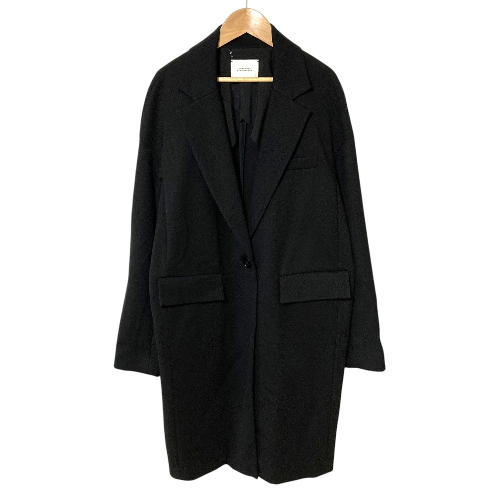 【中古】良品 DOROTHEE SCHUMACHER ドロシーシューマッハ テーラードコート チェスターコート サイズ2 ブラック レディース Luxs ブランド古着のリュクス