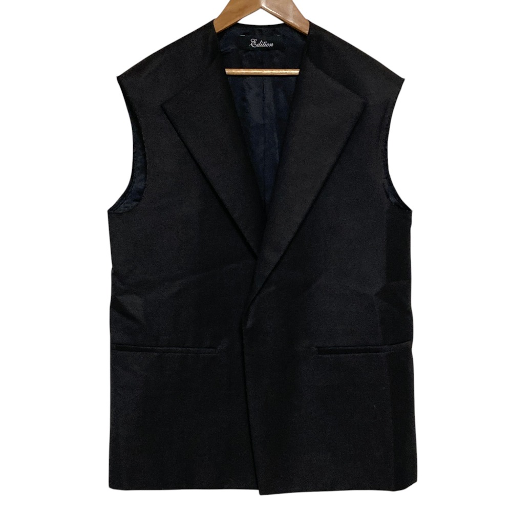 【中古】美品 24AW Edition エディション ウールシャンブレー ワイドラペルジレ ベスト 34-07-44-07002 サイズF ダークブラウン レディース Luxs ブランド古着のリュクス