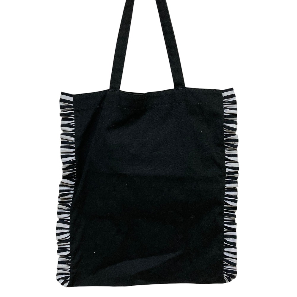 【中古】美品 BORDERS at BALCONY ボーダーズアットバルコニー フリル トートバッグ ブラック レディース Luxs ブランド古着のリュクス