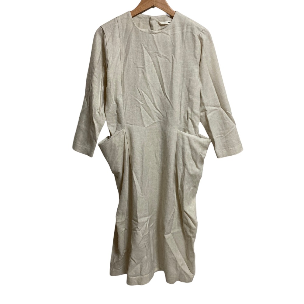 【中古】美品 evam eva エヴァムエヴァ wool one-piece ウール ポケットデザイン ロングワンピース E213T178 サイズ1 ライトベージュ レディース Luxs ブランド古着のリュクス