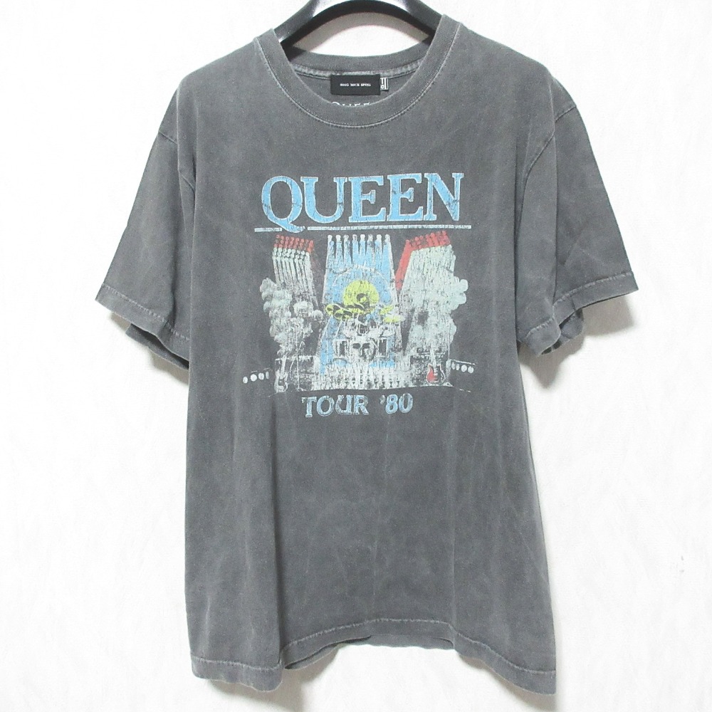 【中古】美品 GOOD ROCK SPEED グッドロックスピード ユーズド加工 QUEEN プリント Tシャツ グレー レディース Luxs ブランド古着のリュクス