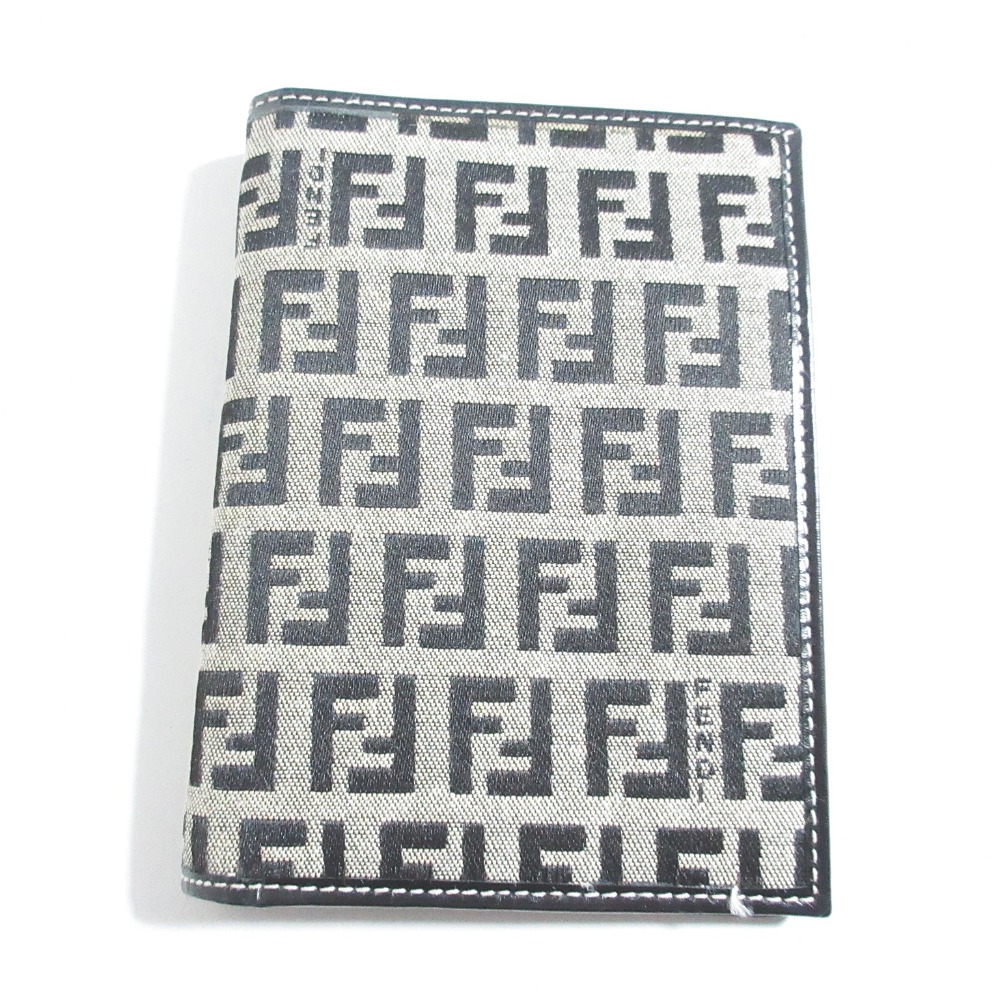 【中古】美品 FENDI フェンディ ズッキーノ ズッカ柄ジャガード コンパクトウォレット 二つ折り財布 札入れ ブラック×グレー メンズ レディース Luxs ブランド古着のリュクス