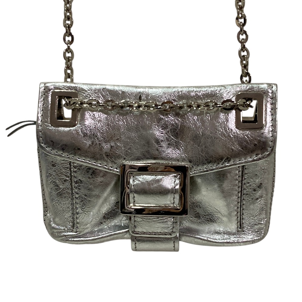【中古】 ROGER VIVIER ロジェヴィヴィエ スクエアバックル レザー チェーン ミニショルダーバッグ シルバーカラー レディース Luxs ブランド古着のリュクス