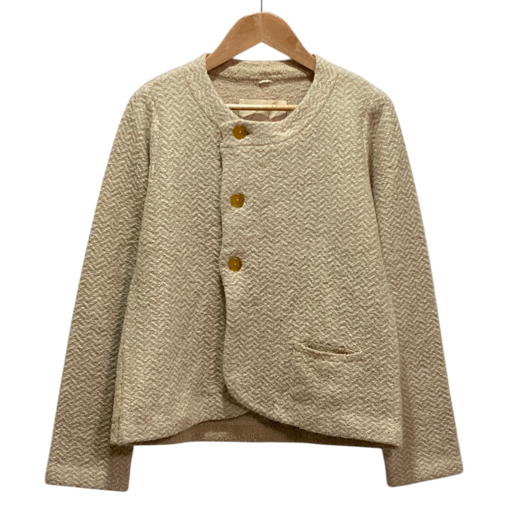 【中古】美品 PALLAS PALACE パラスパレス ツイード ウールブレンド カーディガン ジャケット 3 ベージュ レディース Luxs ブランド古着のリュクス｜Luxs（ブランド古着のリュクス）