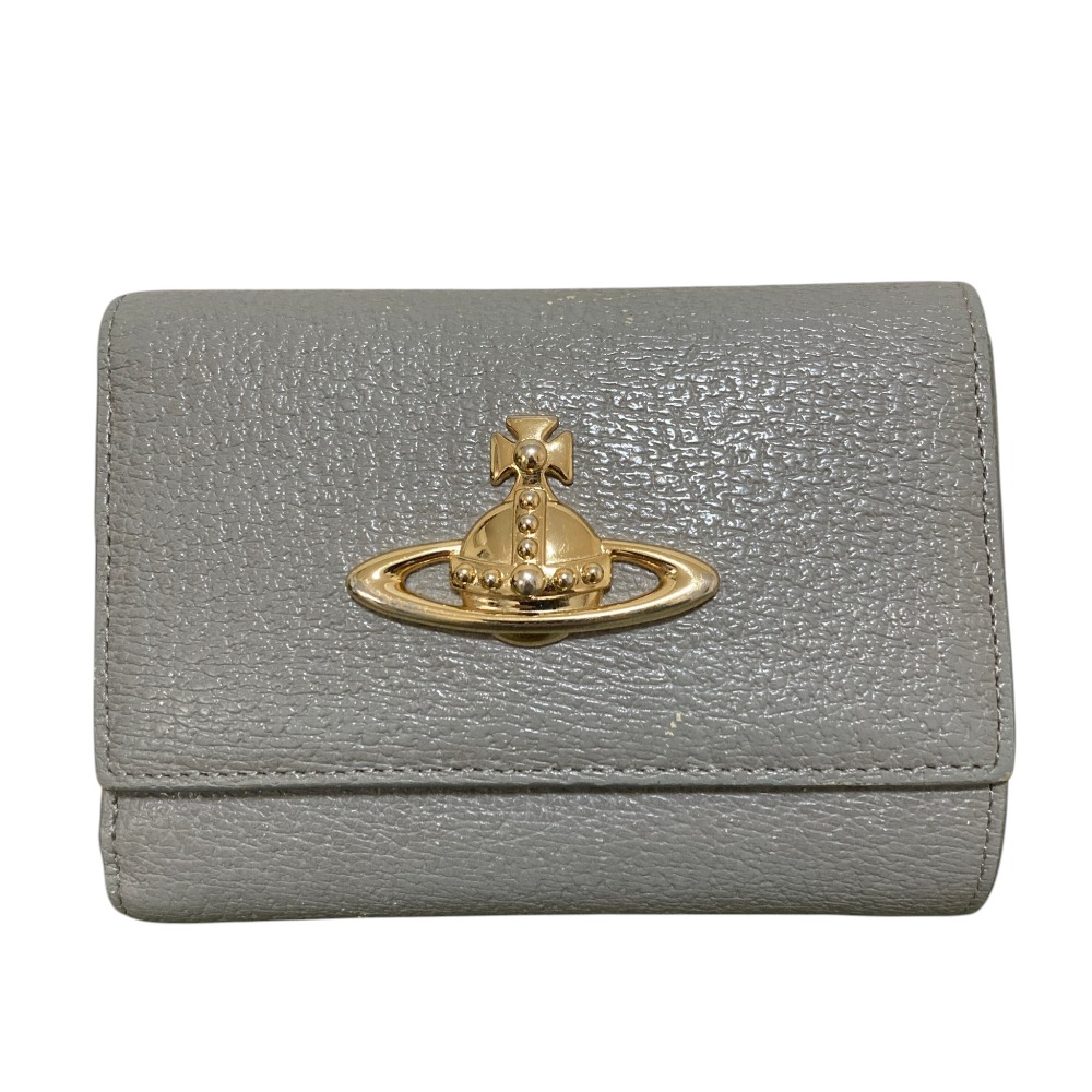 【中古】良品 Vivienne Westwood ヴィヴィアンウエストウッド メタルオーブ 三つ折り財布 コンパクトウォレット グレー レディース Luxs ブランド古着のリュクス｜Luxs（ブランド古着のリュクス）