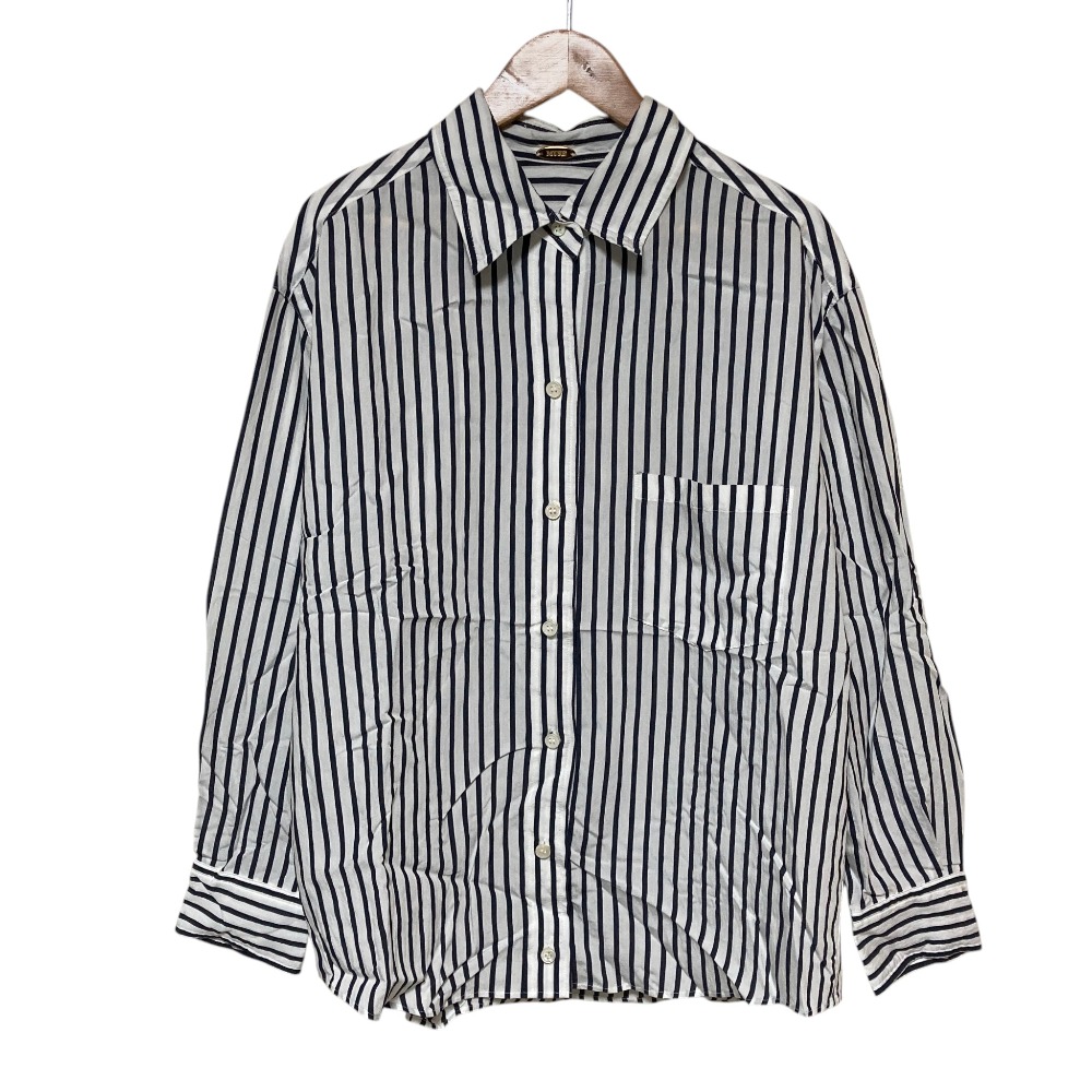 【中古】美品 25SS MUSE de Deuxieme Classe ミューズドゥドゥーズィエムクラス PARDIE STRIPE SHIRT ブラウス ネイビー ホワイト レディース Luxs ブランド古着のリュクス｜Luxs（ブランド古着のリュクス）