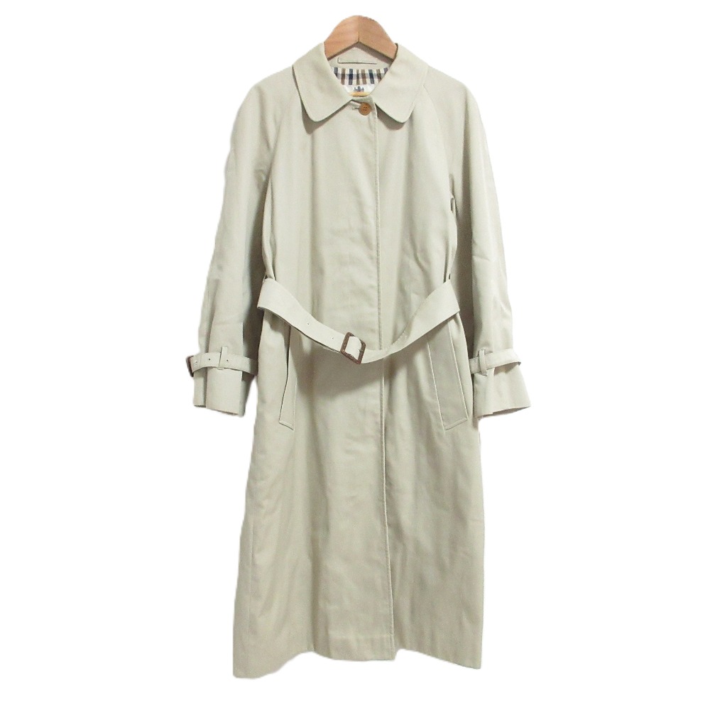 【中古】良品 Aquascutum アクアスキュータム 裏地チェック柄 ベルテッド ステンカラーコート 3Fサイズ ベージュ レディース Luxs ブランド古着のリュクス｜Luxs（ブランド古着のリュクス） 9,036円