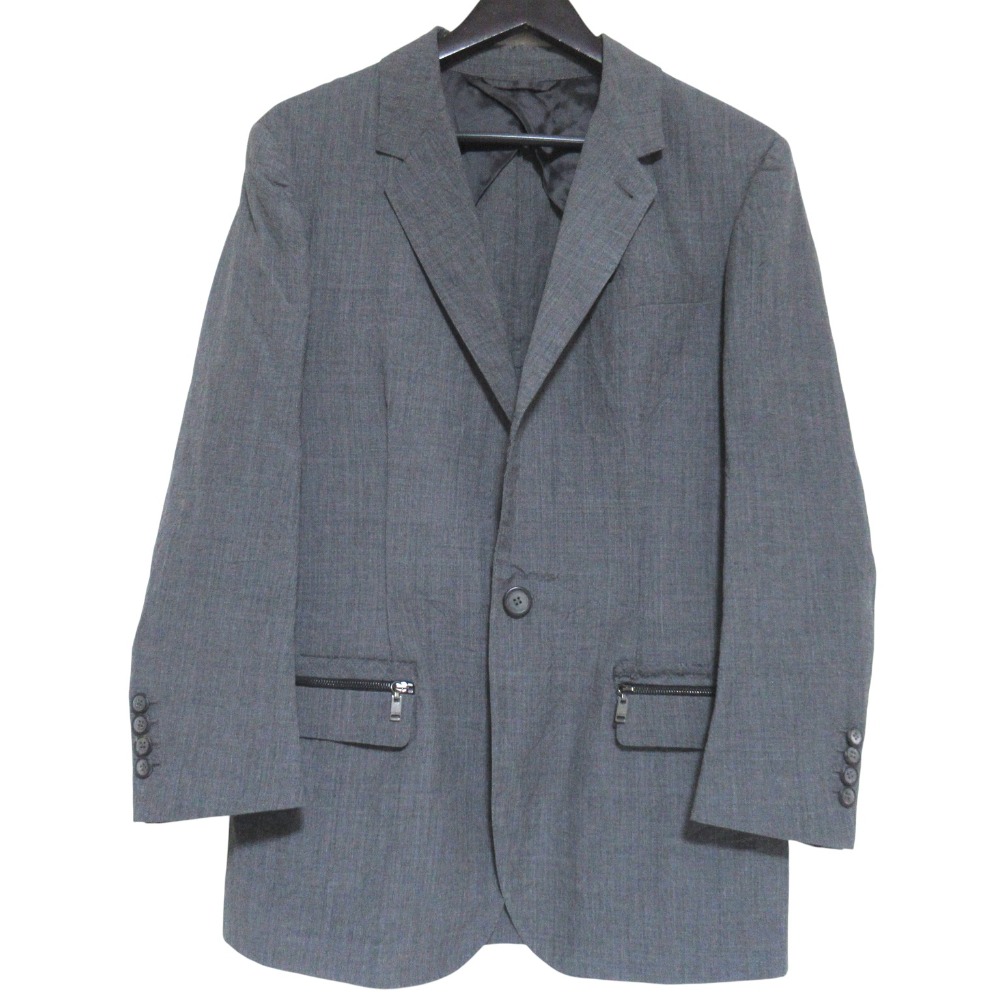 【中古】美品 LANVIN ランバン ルカオッセンドライバー期 シワ加工 シングル テーラードジャケット サイズ44 グレー メンズ Luxs ブランド古着のリュクス|Luxs(ブランド古着のリュクス)