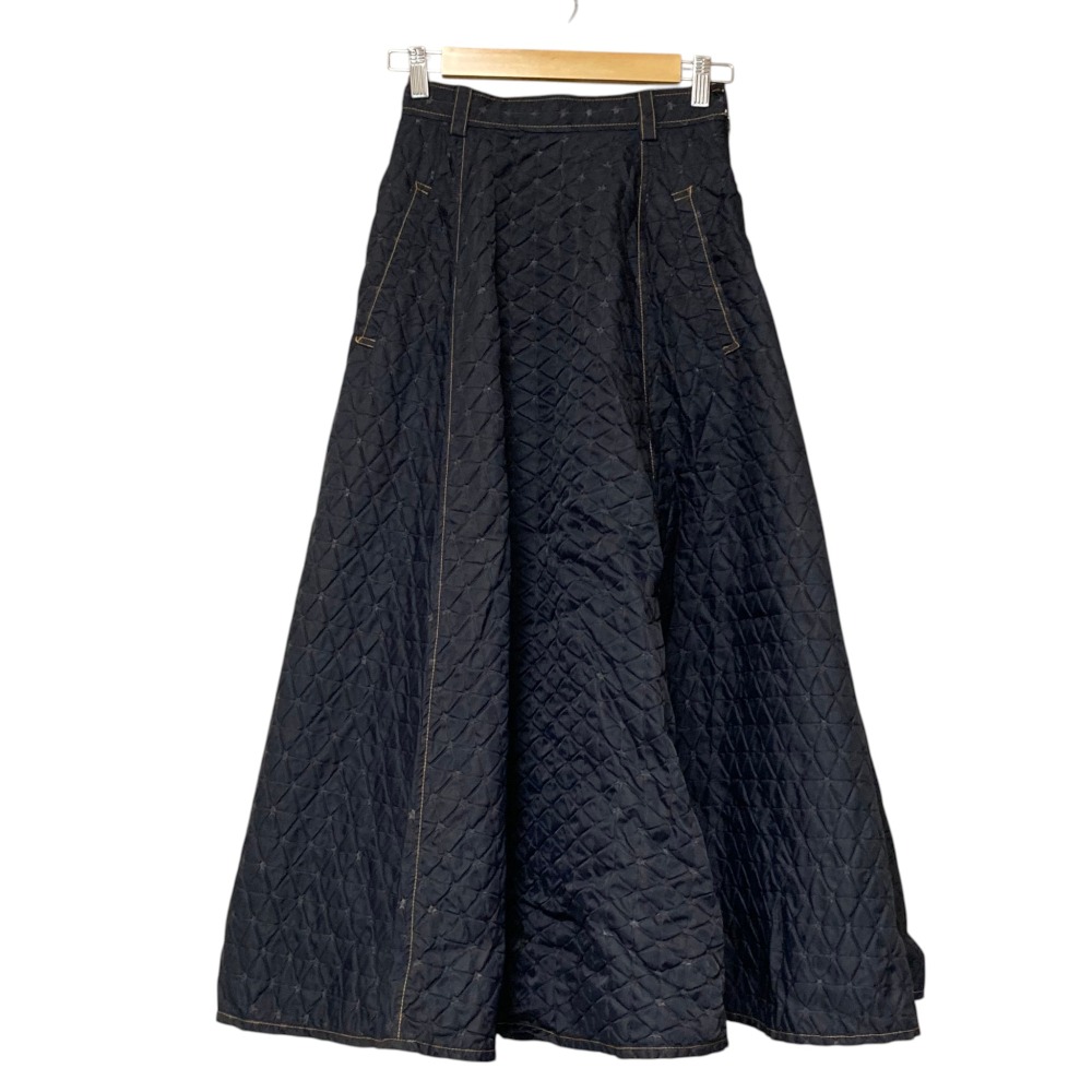 【中古】美品 23AW DOUBLE STANDARD CLOTHING ダブルスタンダード ナイロンタフタ ディポック加工スカート 0202-350-233B サイズ36 ブラック レディース Luxs ブランド古着のリュクス